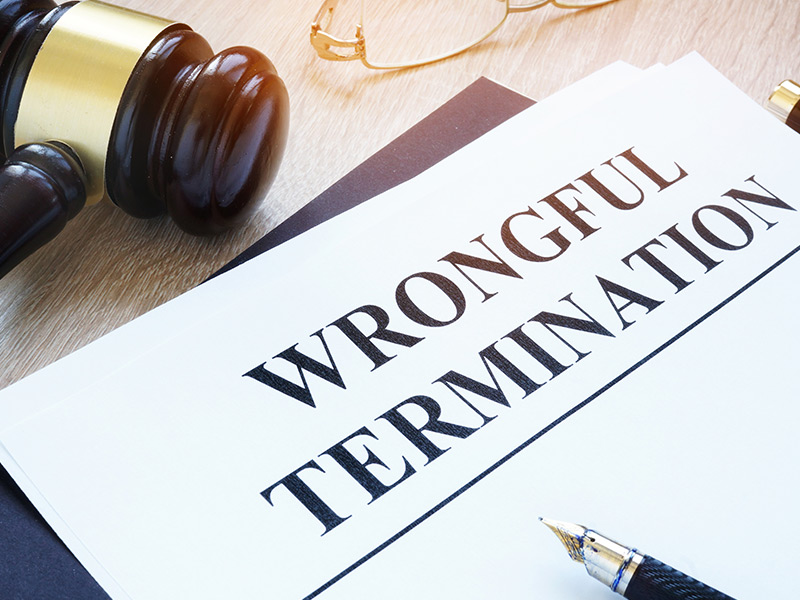 gavel and wrongful termination papers wrongful termination